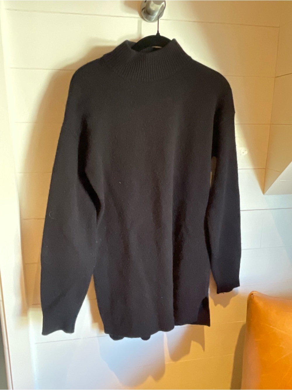 Halogen Black Mock-Neck Longline Sweater